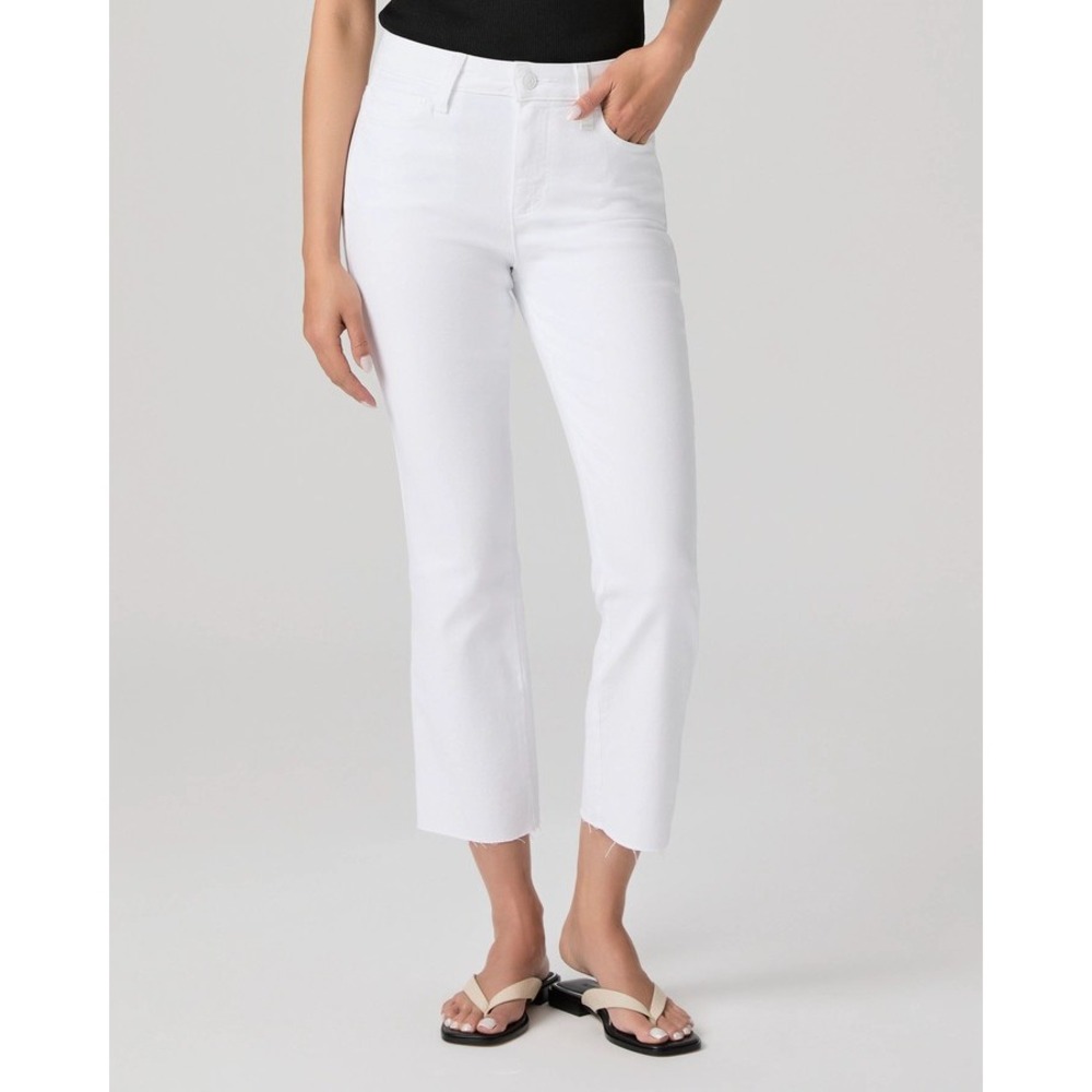 PAIGE Womens Cindy High-Rise Cropped Jeans Size 27 Crisp White Denim Raw Hem